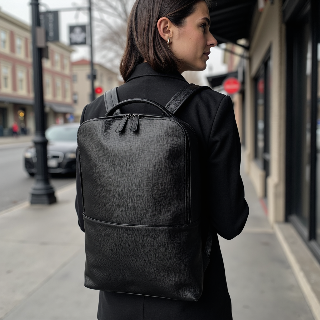 Steel Horse Leather Skald Black Pebbled Leather Backpack — Steel Horse Leather