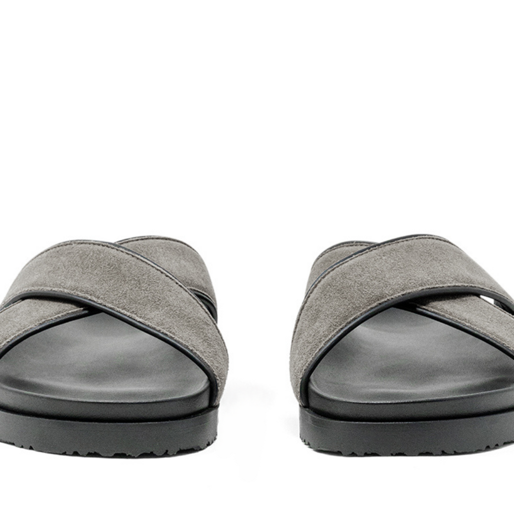 Grigio Amalfi Crossover Sandal — front detail