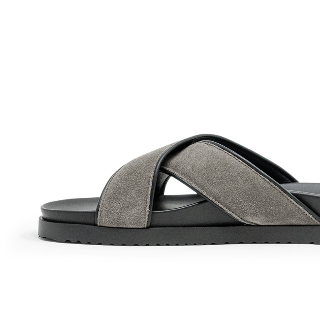 Grigio Amalfi Crossover Sandal — side detail