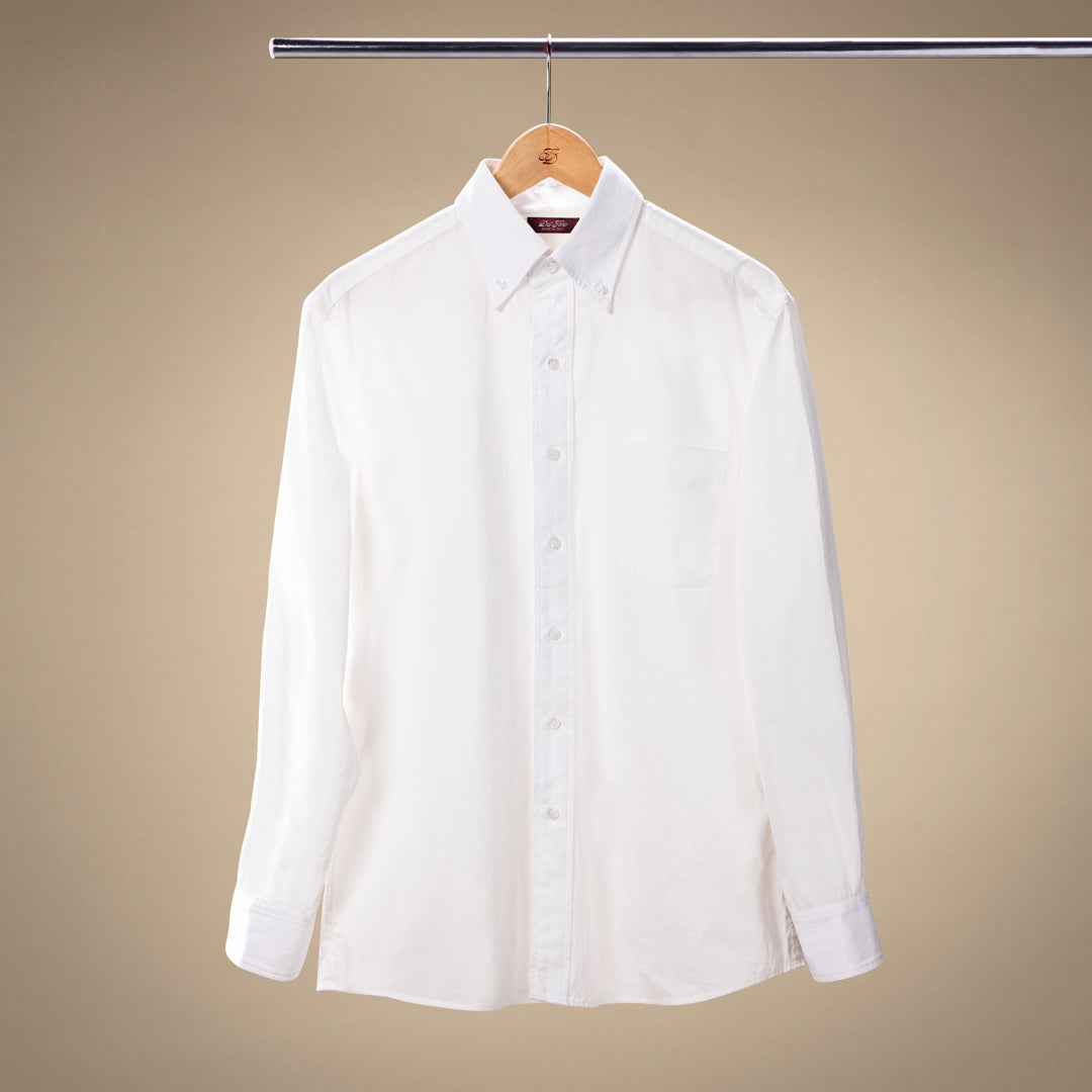 Button Down Shirt in Solid Panna White — front product view