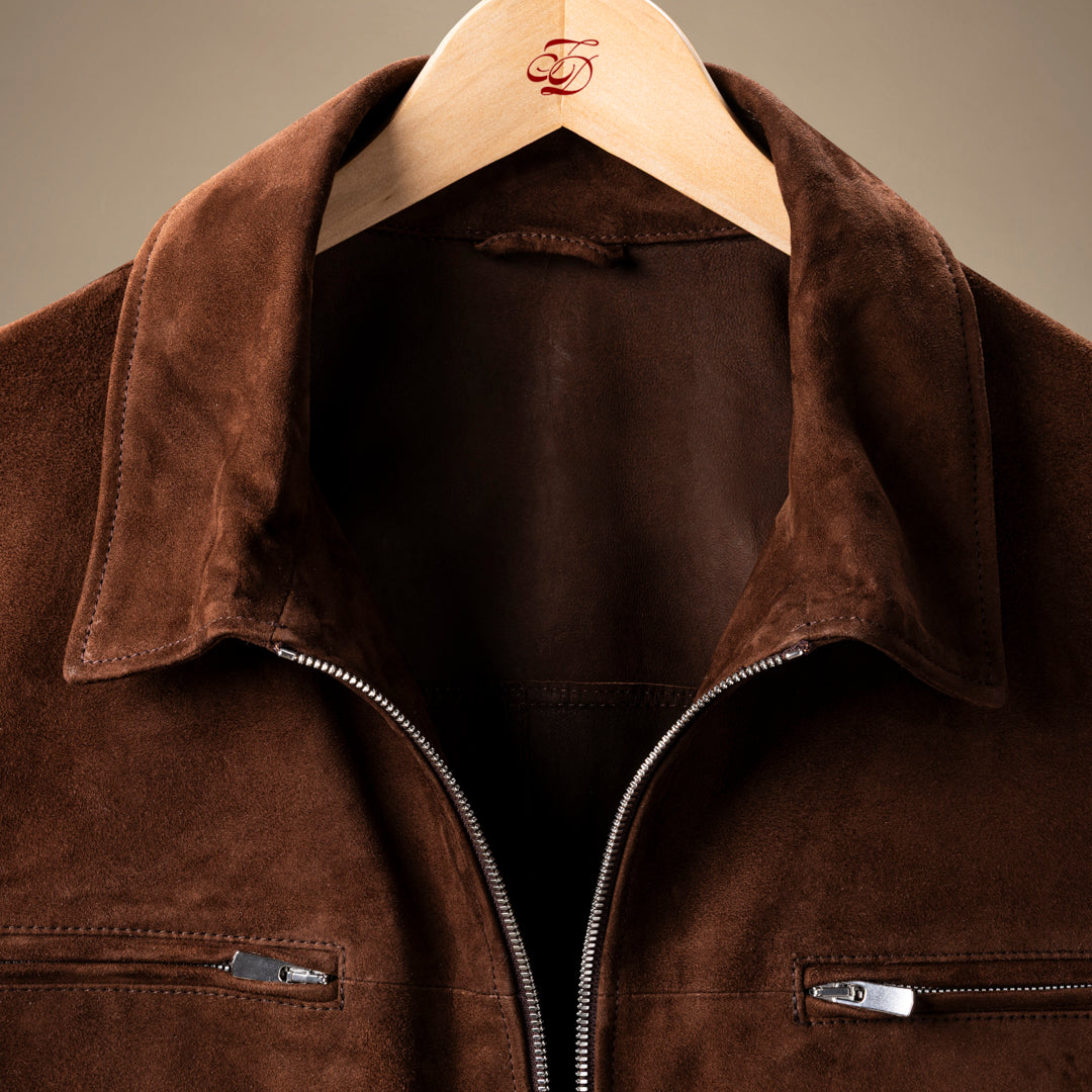 Cafe Racer Jacket - Brown Suede — Del Toro Shoes