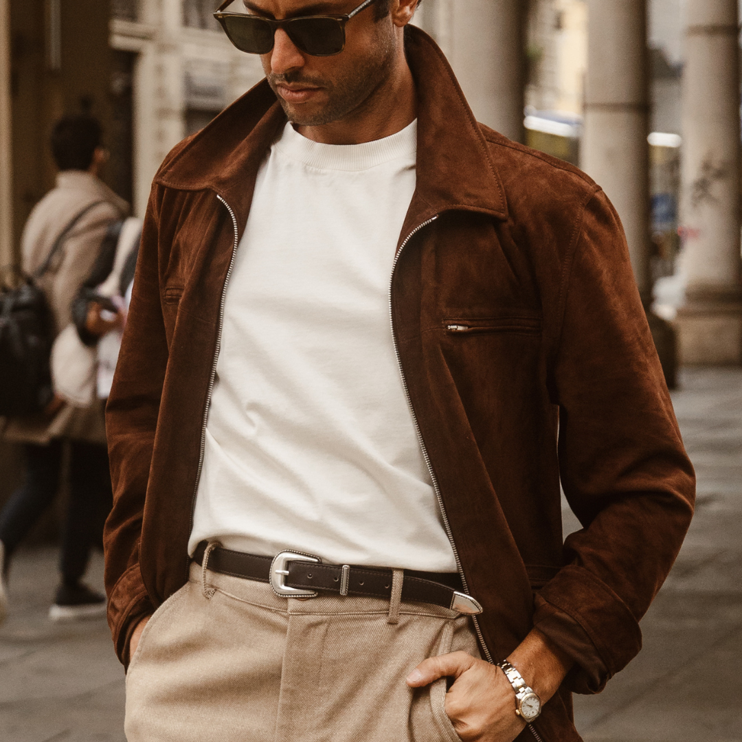 Cafe Racer Jacket - Brown Suede — Del Toro Shoes