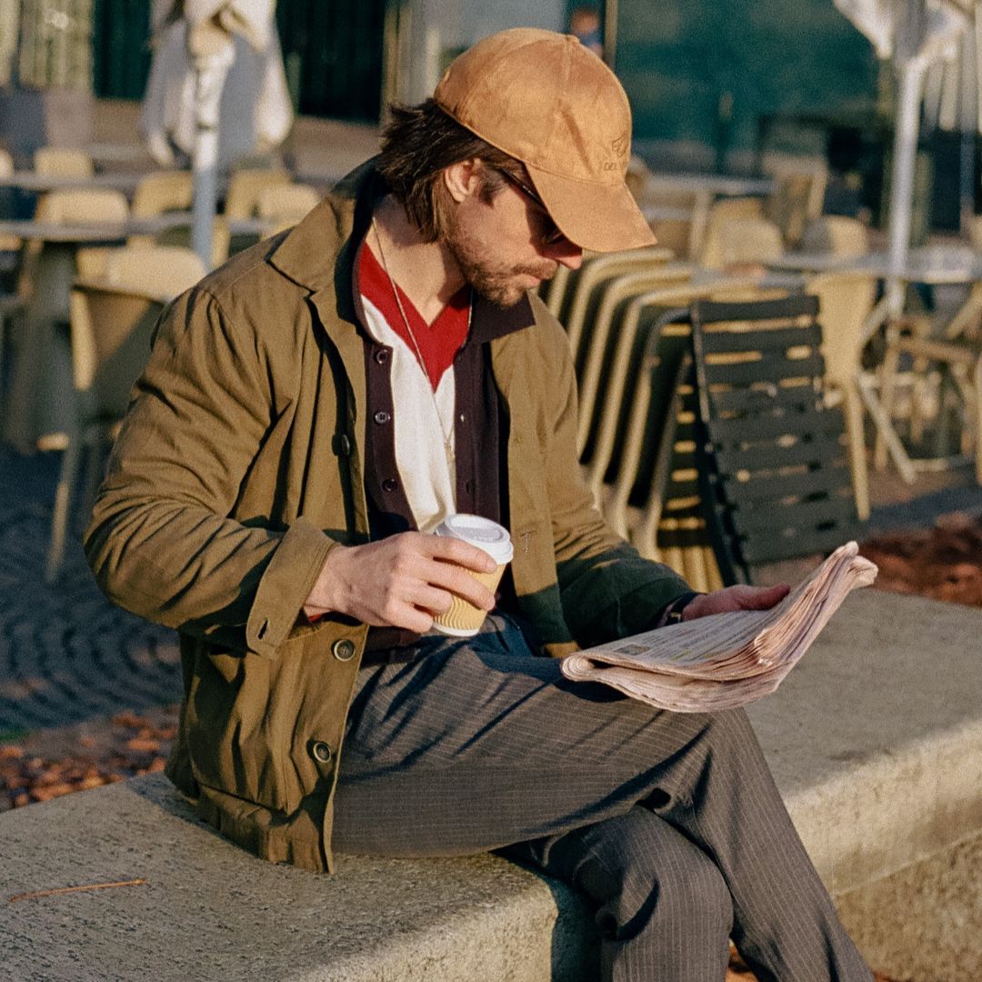 Loafer Jacket in Olive — styled lifestyle view