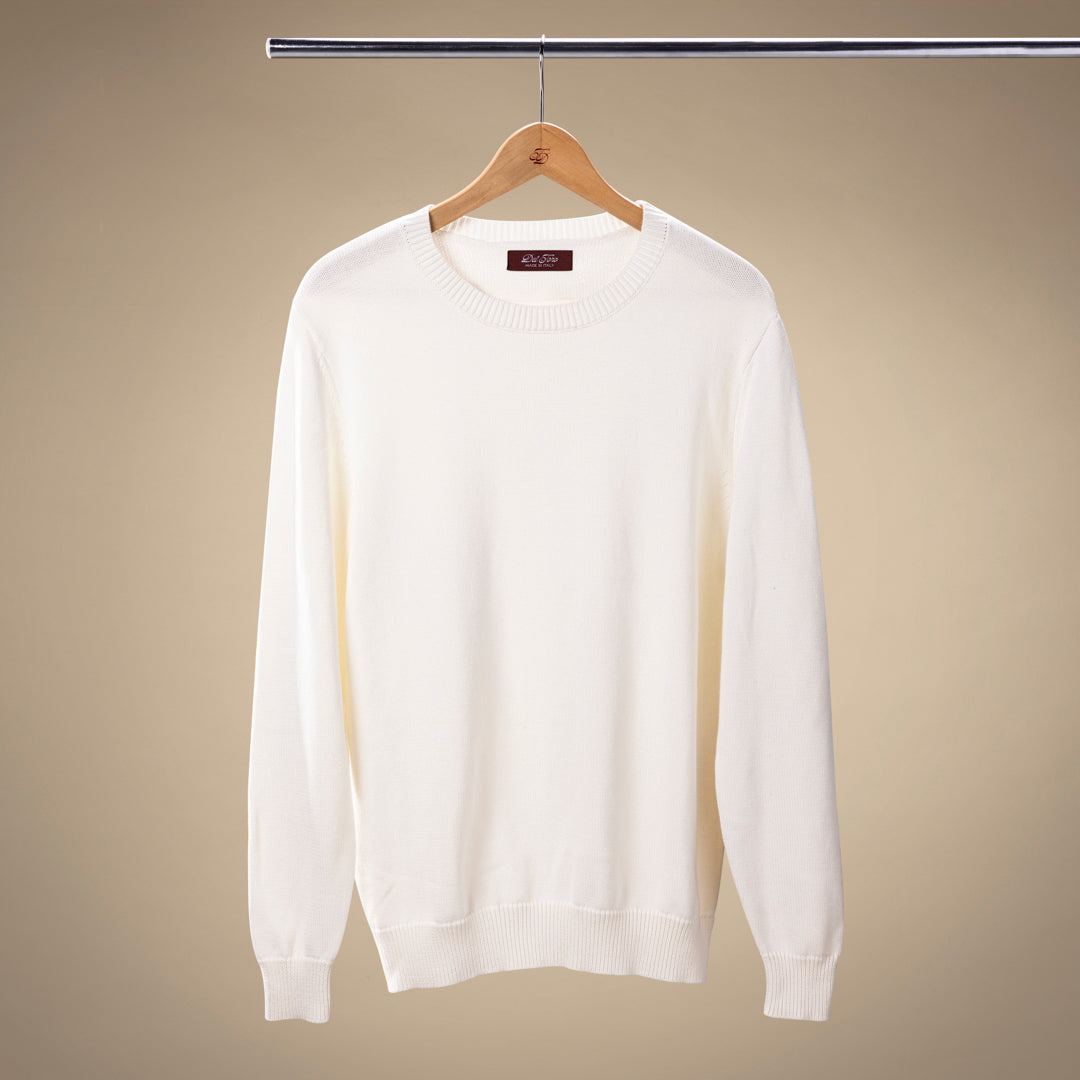 Classic Crewneck Sweater in Vintage White — front product view