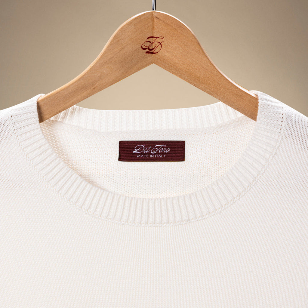 Classic Crewneck Sweater in Vintage White — garment detail