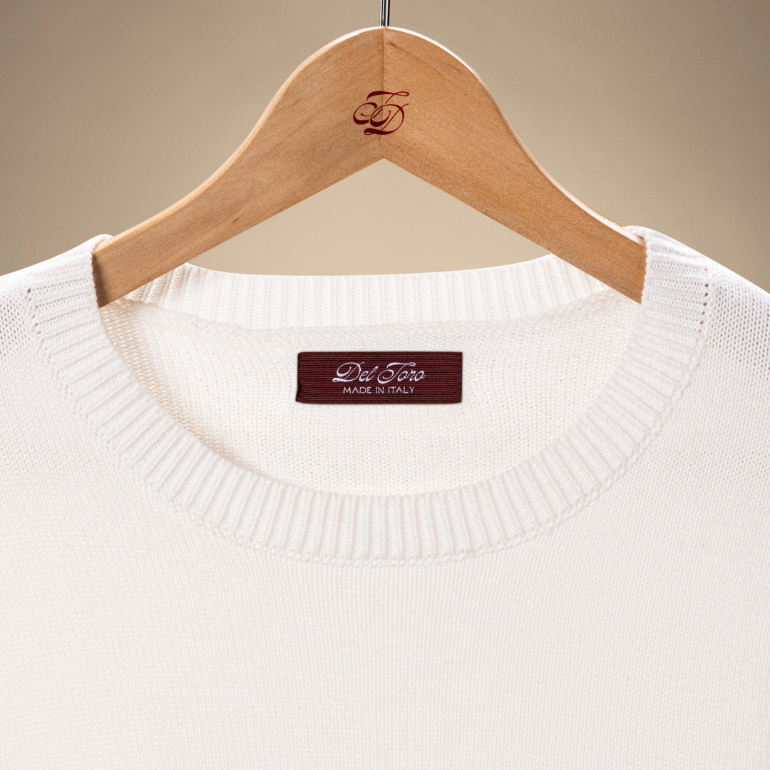 Classic Crewneck Sweater in Vintage White — garment detail