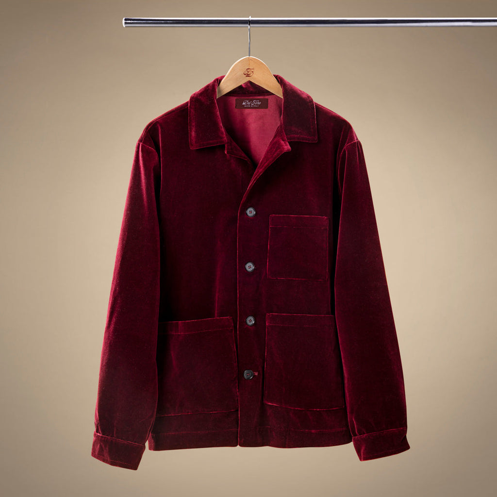 Velour Cocktail Coat in Oxblood — front product view