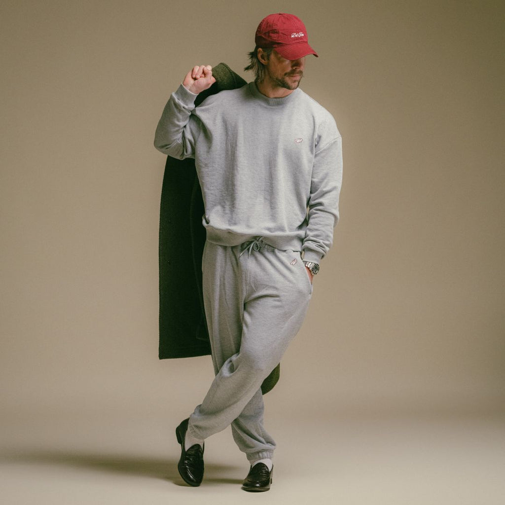 Retro Gym Crewneck Sweatshirt in Heather Grey — lifestyle detail
