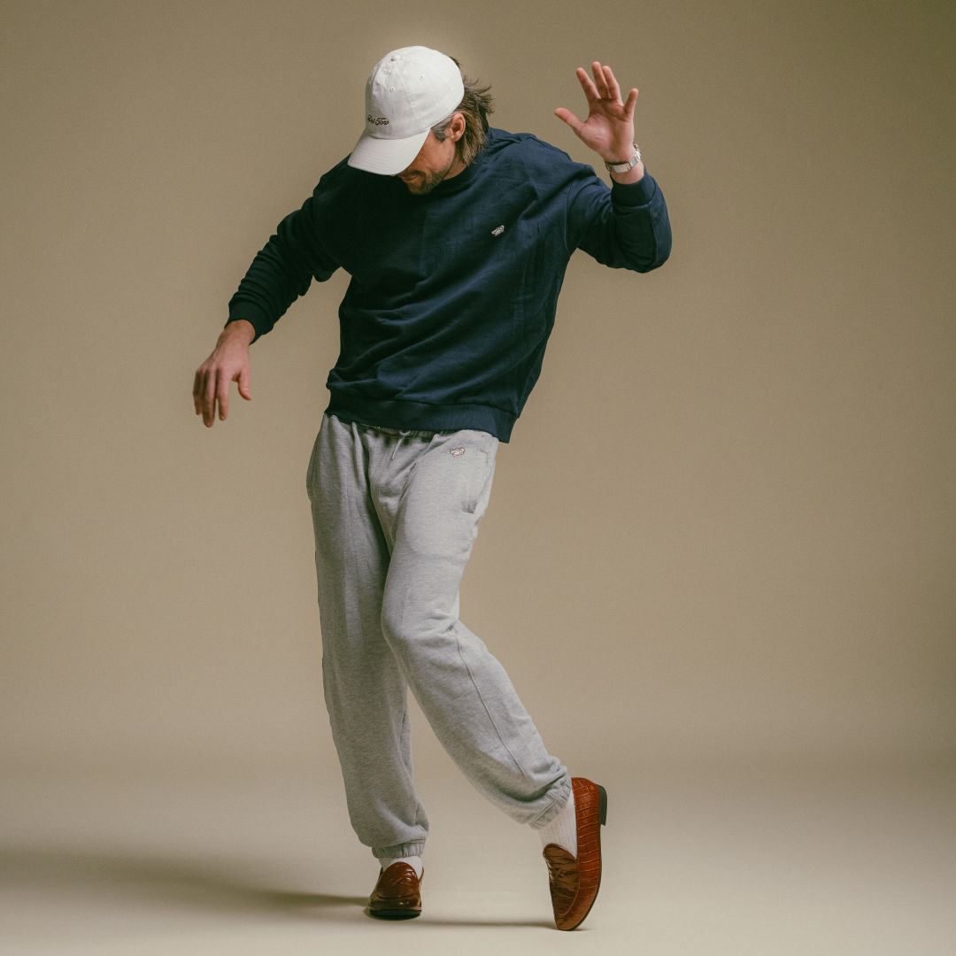 Retro Gym Crewneck Sweatshirt in Navy — lifestyle detail