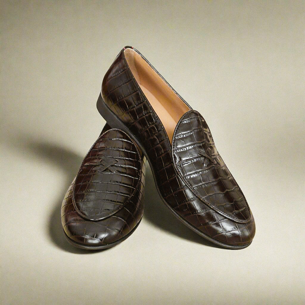 Del Toro Chocolate Full Croc Milano Loafer