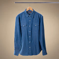Western Shirt in Solid Blue — front product view