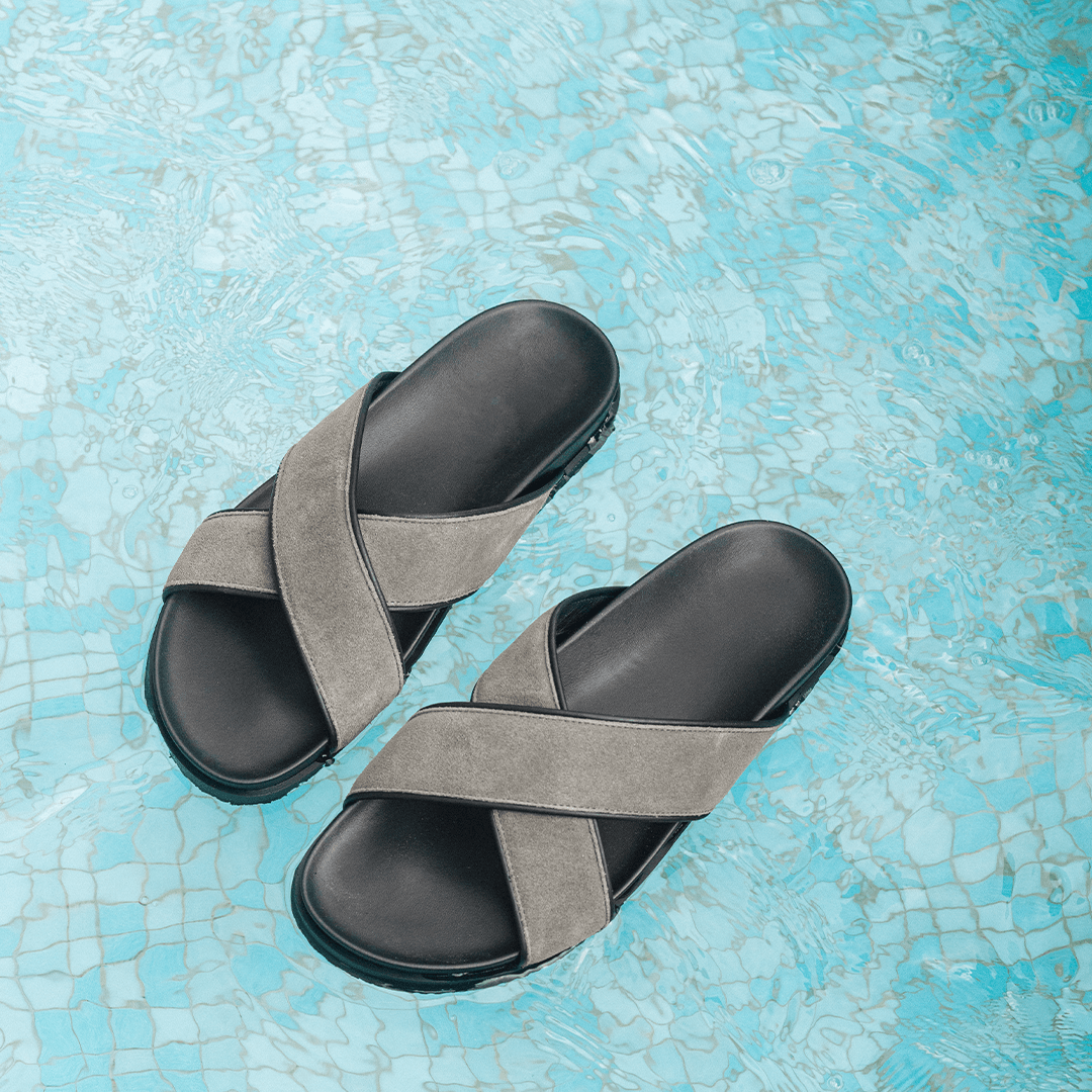 Grigio Amalfi Crossover Sandal — floating product view