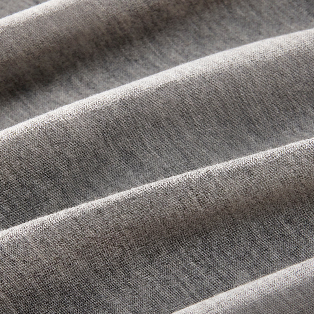Vintage Zip Crewneck Sweatshirt in Heather Grey — fabric detail