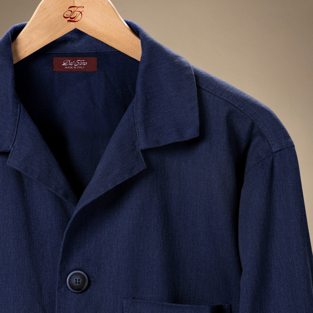 Loafer Jacket in Navy — hanger close-up