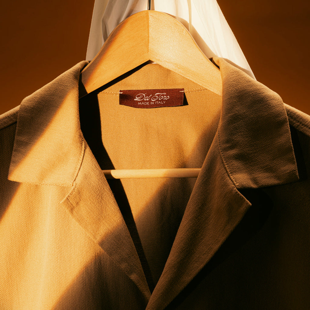 Loafer Jacket in Tobacco — creative detail view