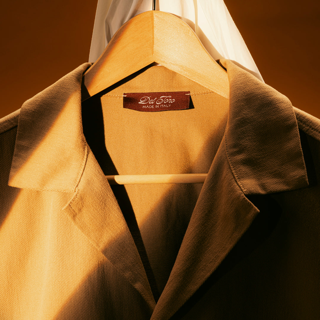 Loafer Jacket in Tobacco — creative detail view