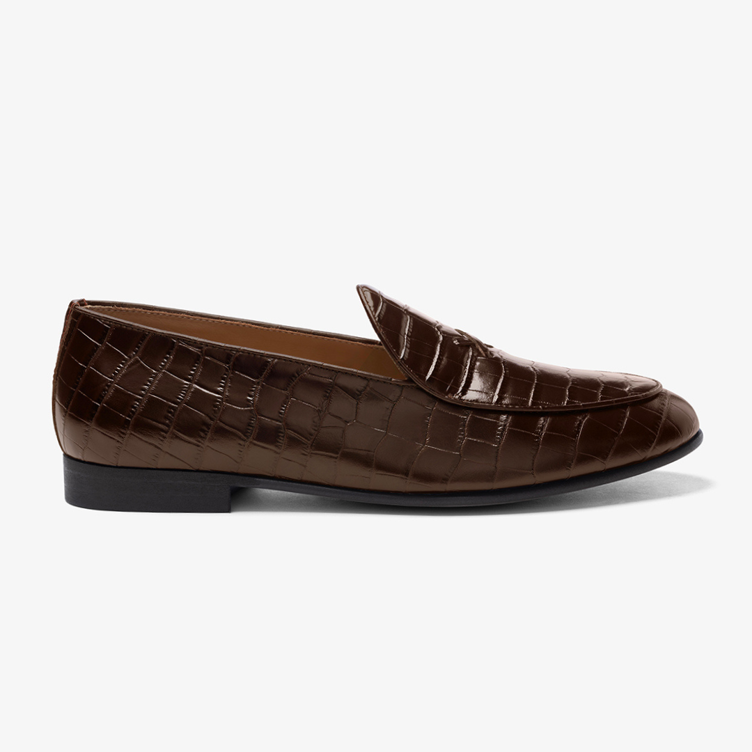 Del Toro Chocolate Full Croc Milano Loafer