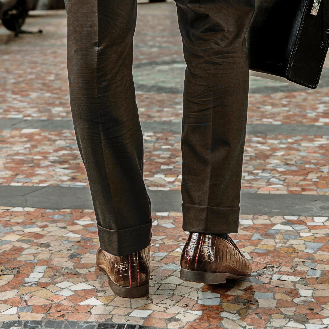 Chocolate Full Croc Milano Loafer — Del Toro Shoes