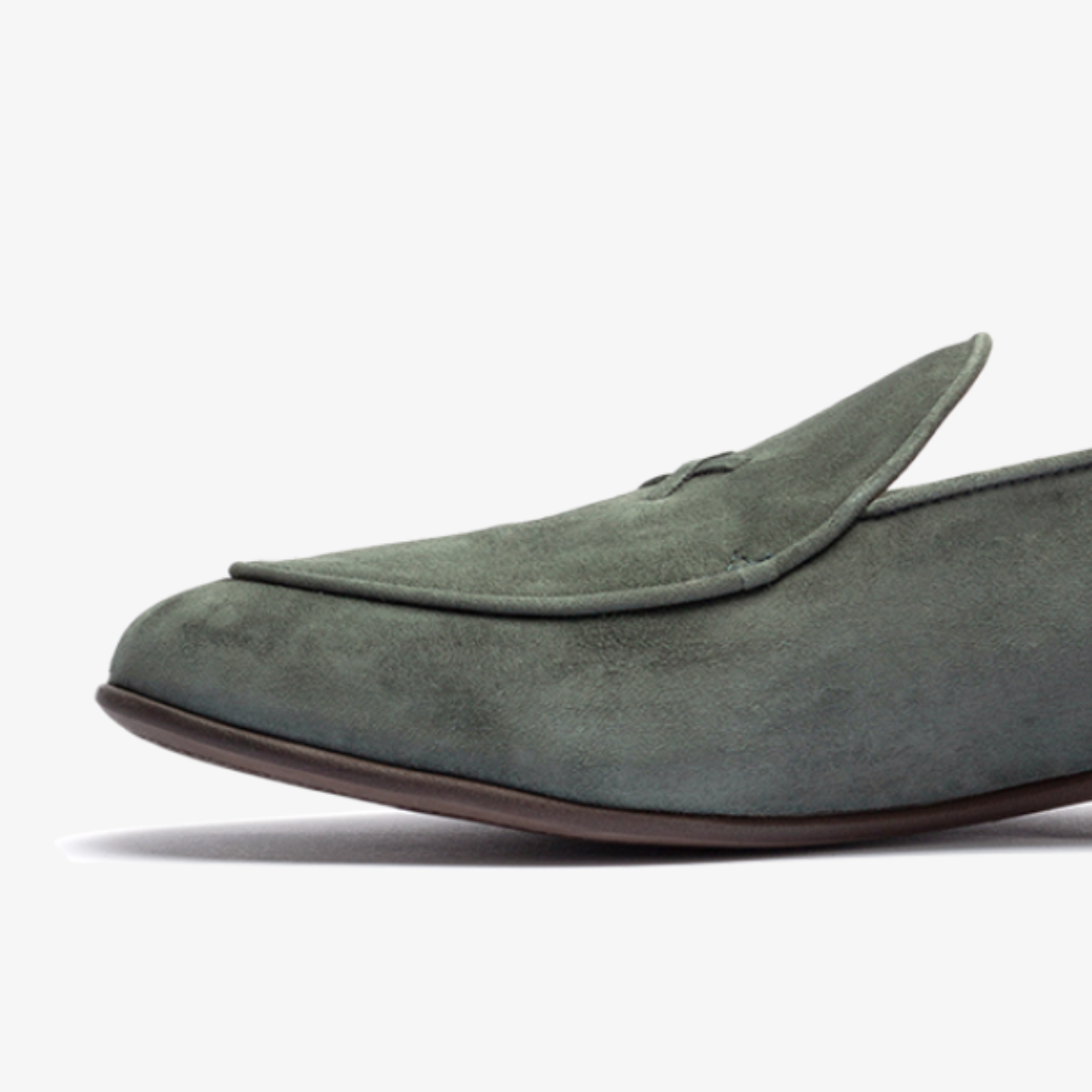 Pine Suede Milano Loafer — side close-up