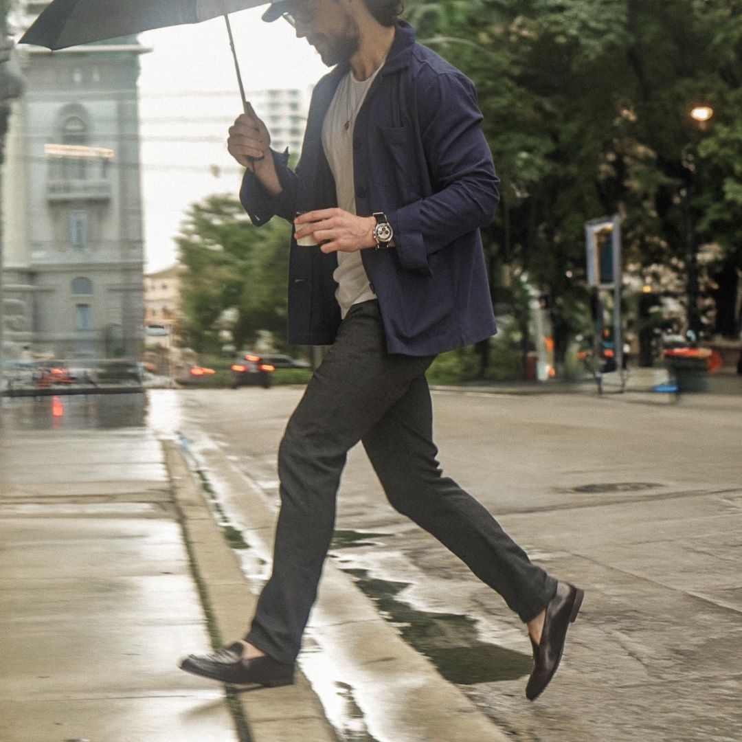 Loafer Jacket in Navy — styled product view