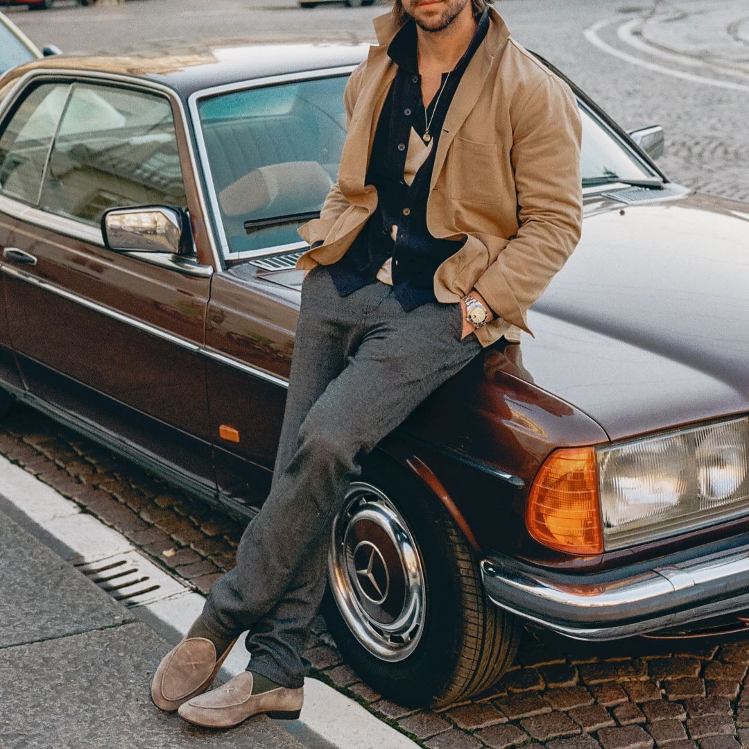 Vintage Polo Cardigan in Navy — car lifestyle styling