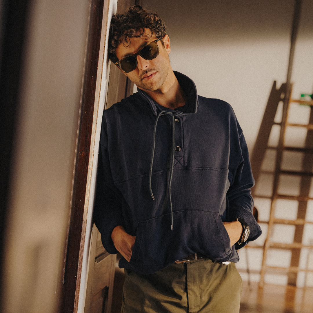 Sailor Sweatshirt in Navy — styled product view