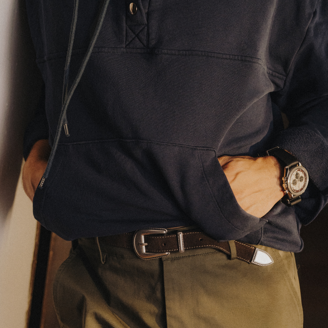 Sailor Sweatshirt in Navy — lifestyle styling