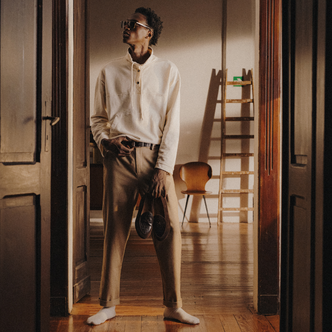 Sailor Sweatshirt in Vintage White — lifestyle styling