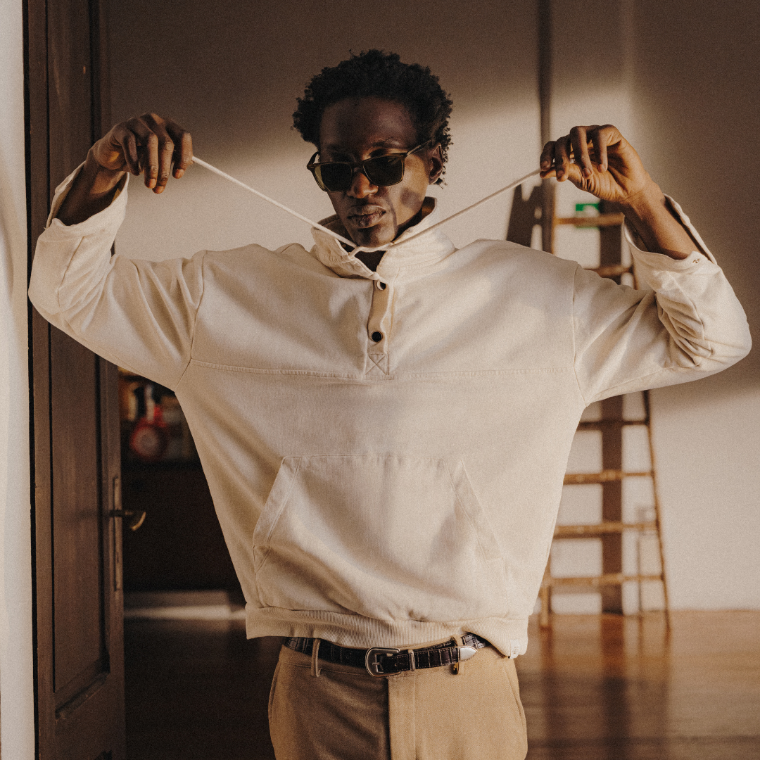 Sailor Sweatshirt in Vintage White — styled product view