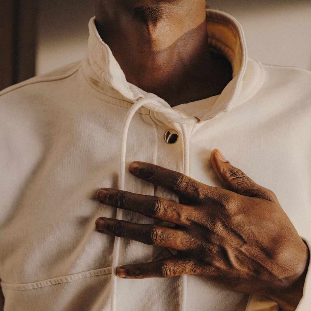 Sailor Sweatshirt in Vintage White — styled close-up