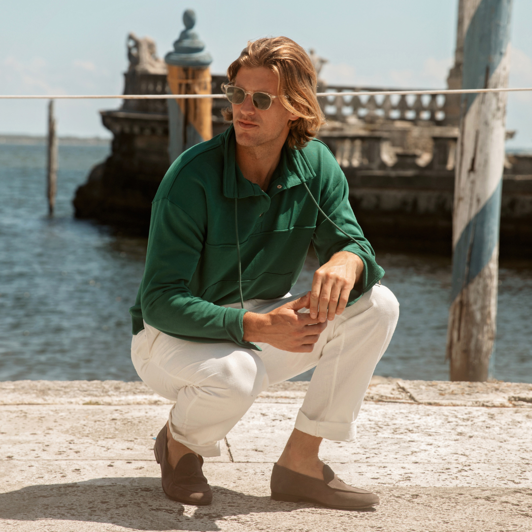 Sailor Sweatshirt in Fairway Green — styled product view