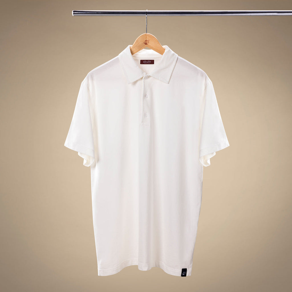Short Sleeve Polo in Panna White — front product view