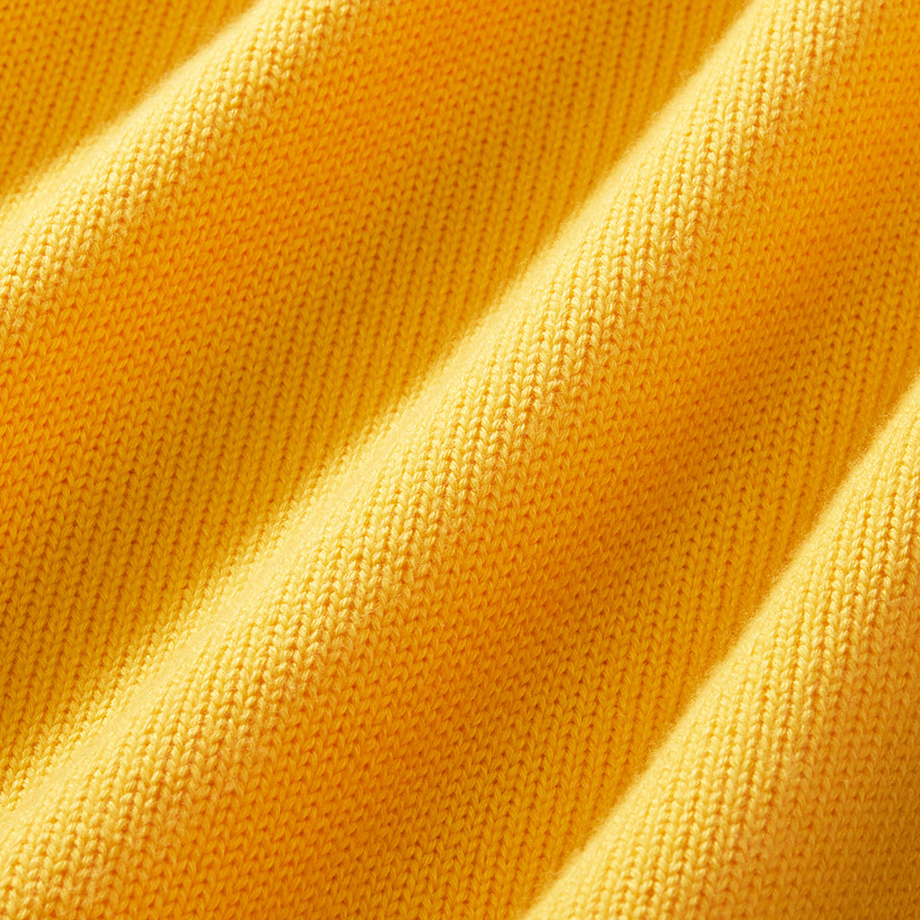 Vintage Fit Cardigan in Collegiate Yellow and Navy — fabric detail