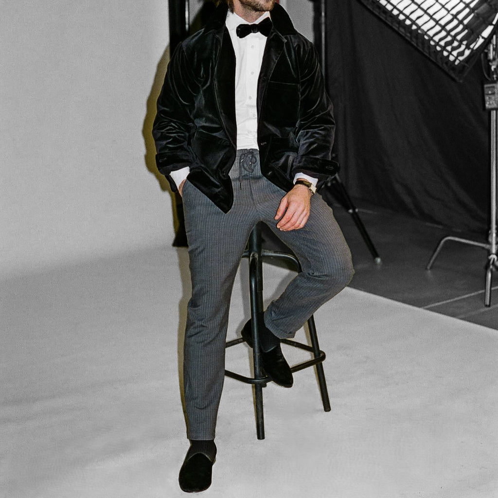 Velour Cocktail Coat in Black — formal outfit styling