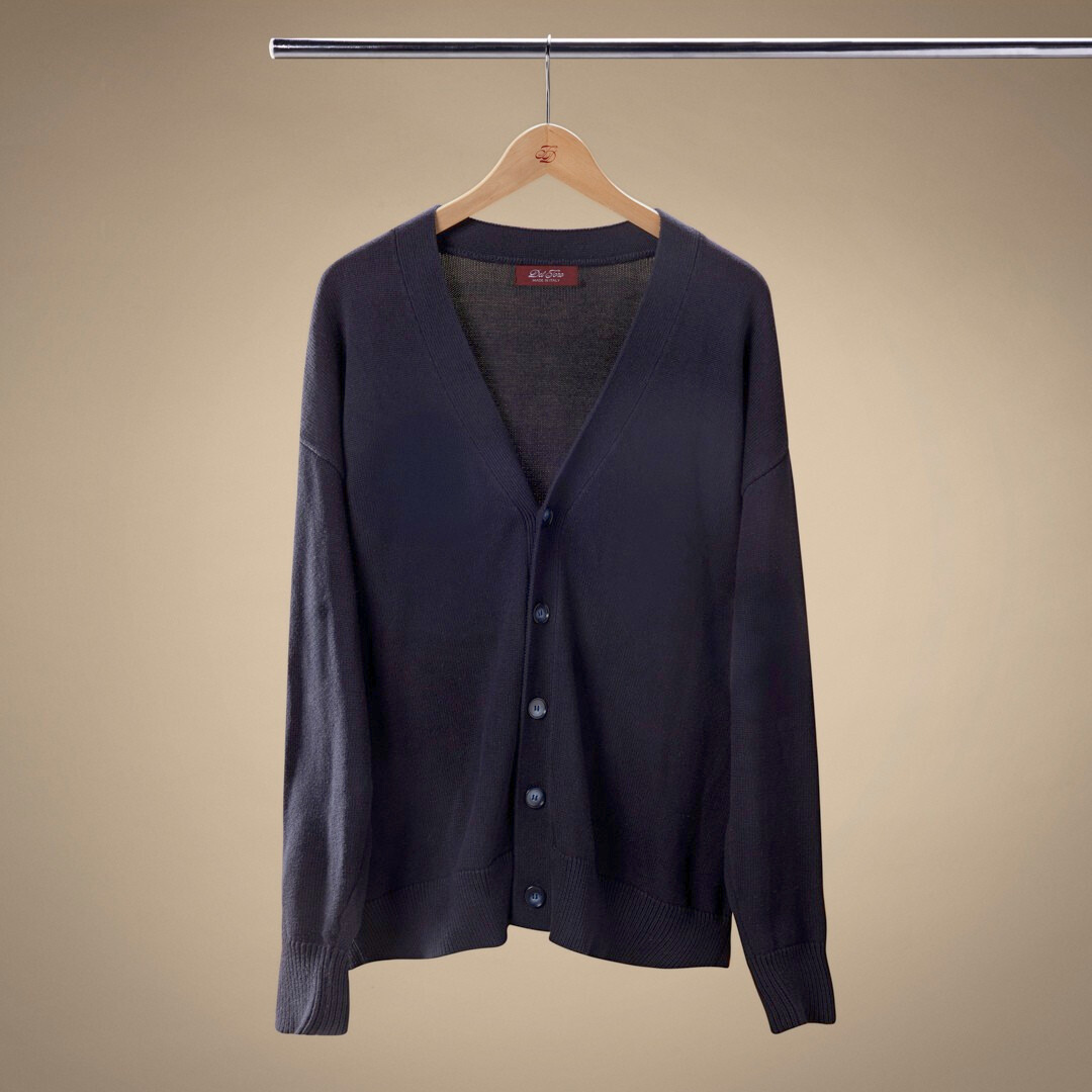 Vintage Fit Cardigan in Solid Navy — front product view