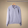 Vintage Zip Crewneck Sweatshirt in Heather Grey — front product view