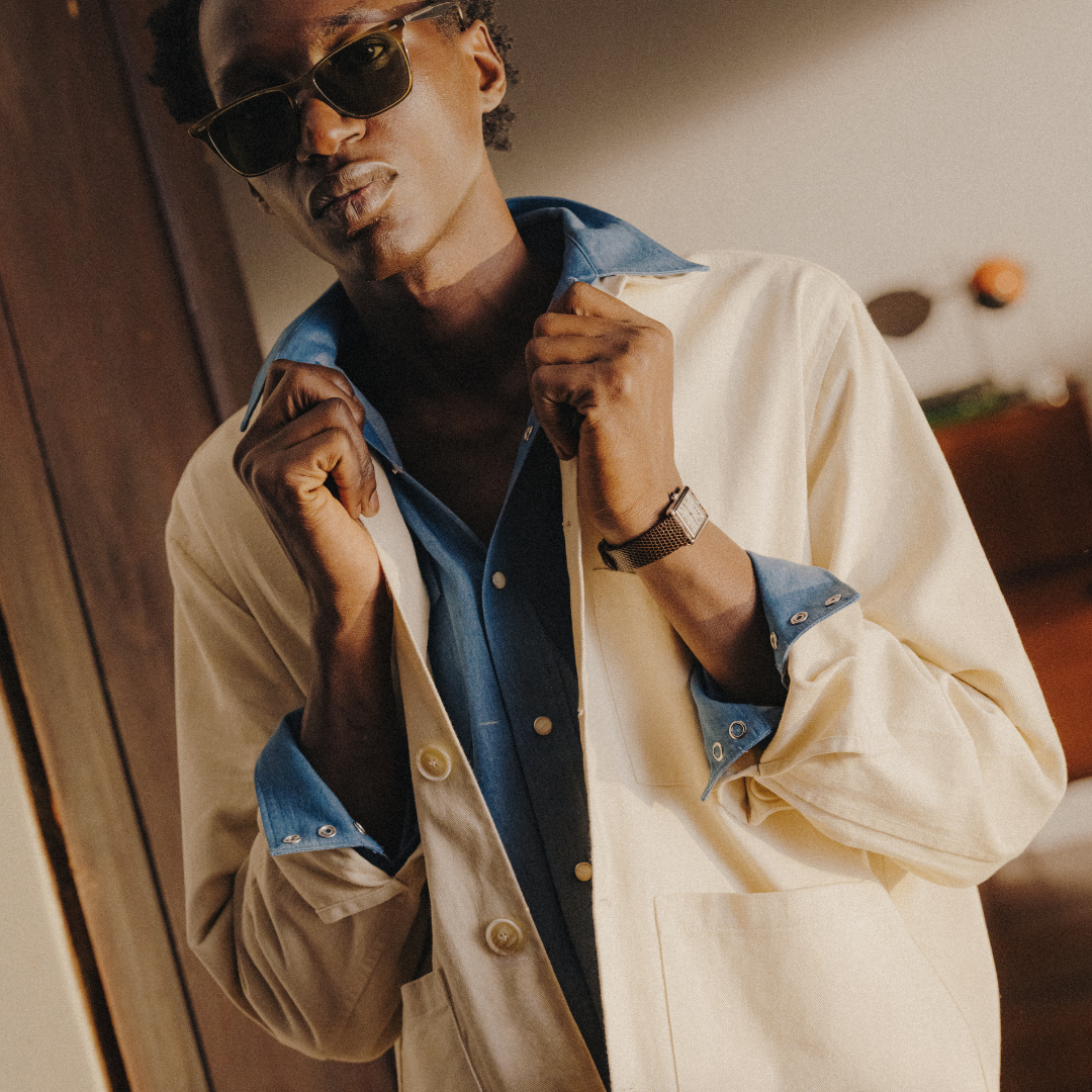 Western Shirt in Solid Blue — styled product view