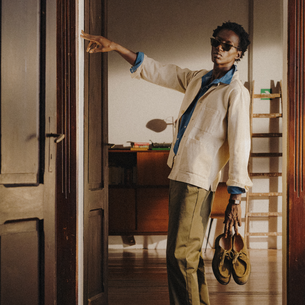 Prato Pant in Olive — styled outfit view