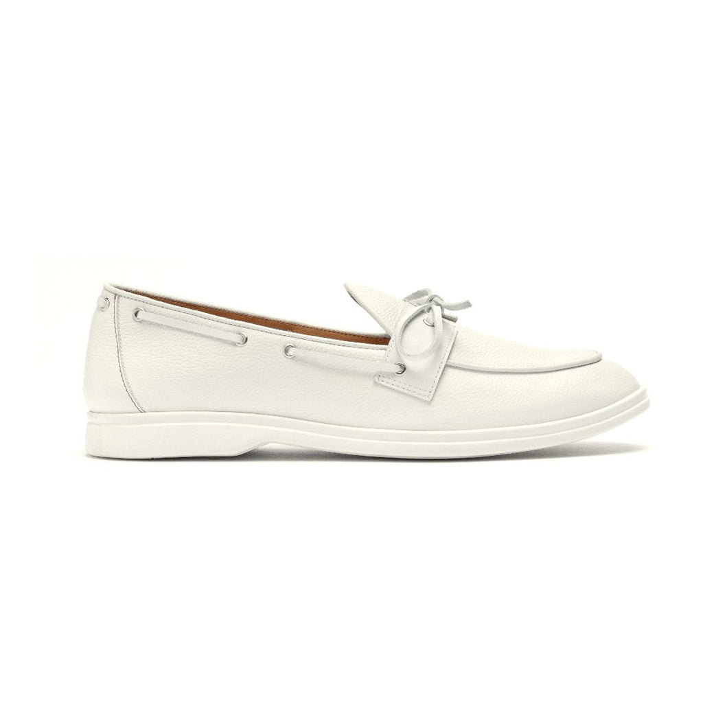 White Pebbled Leather Barca Yacht Loafer — product view