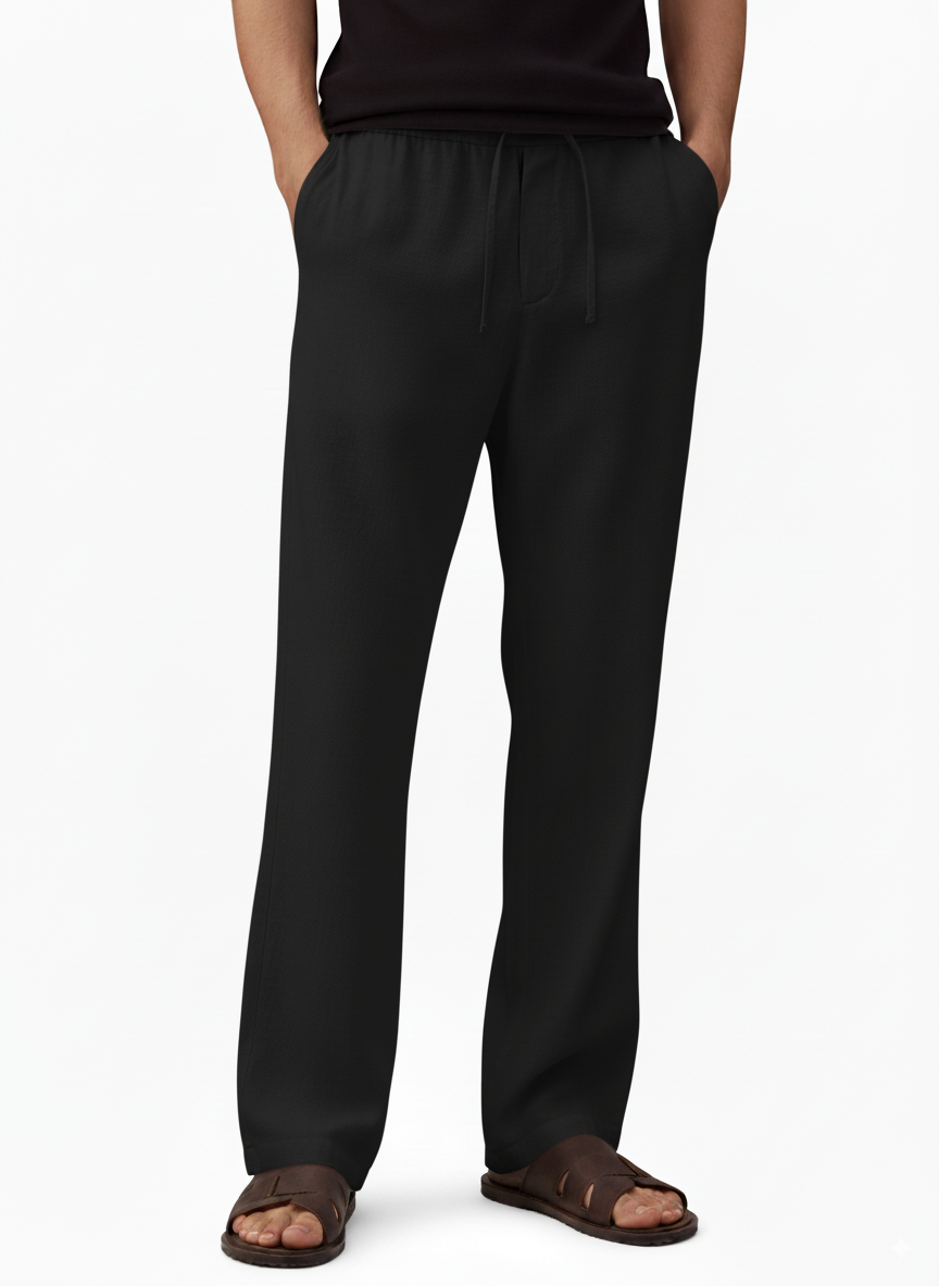 Hawk's Bay Linen Blend Pant — Onyx